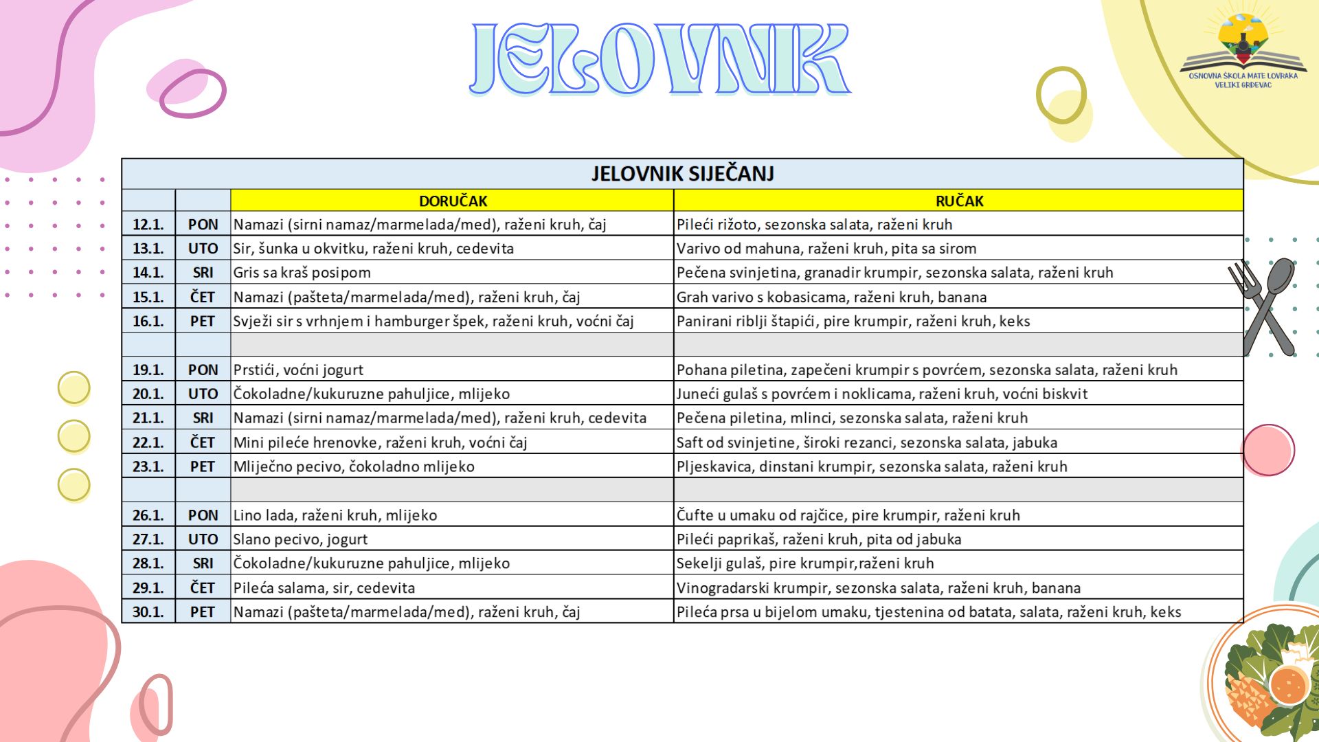 Jelovnik-siječanj Jelovnik - siječanj 2024